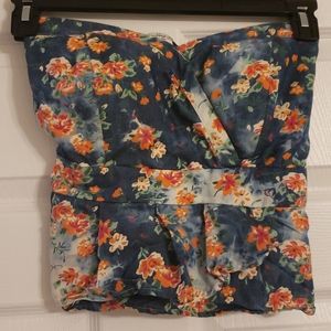 Floral Peplum Tube Top